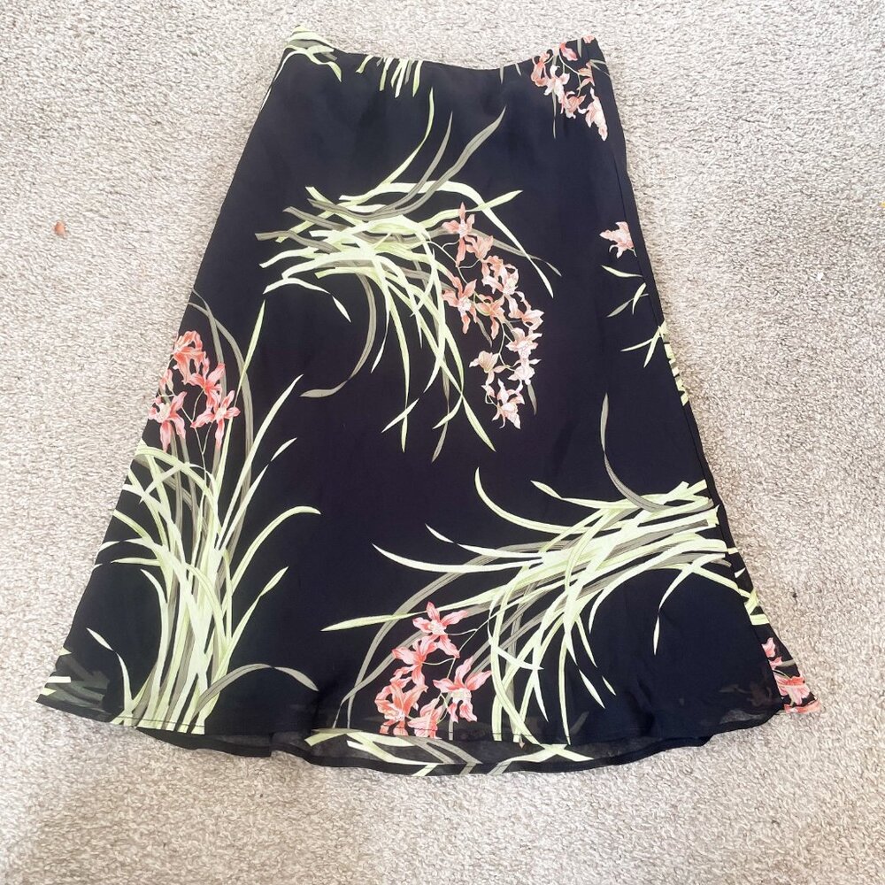 Y2K Lily Vintage Skirt Elastic Waist Floral Fairy Grunge Whimsigoth, Sz Small